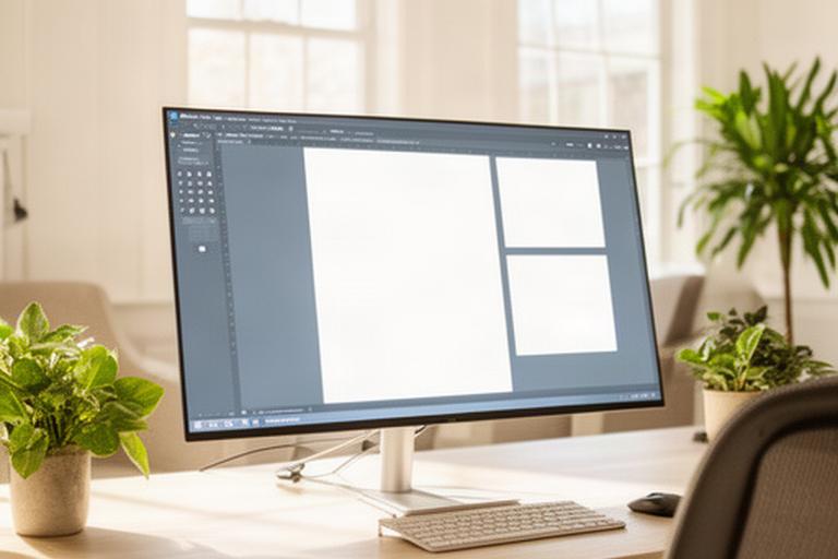 Bright Lafayette Louisiana office interior with a Windows workstation displaying a PDF document