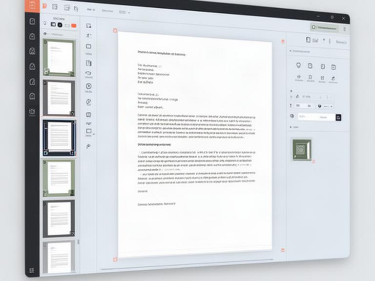 Windows PDF editor showing a contract page, text toolbar, page thumbnails, and image controls